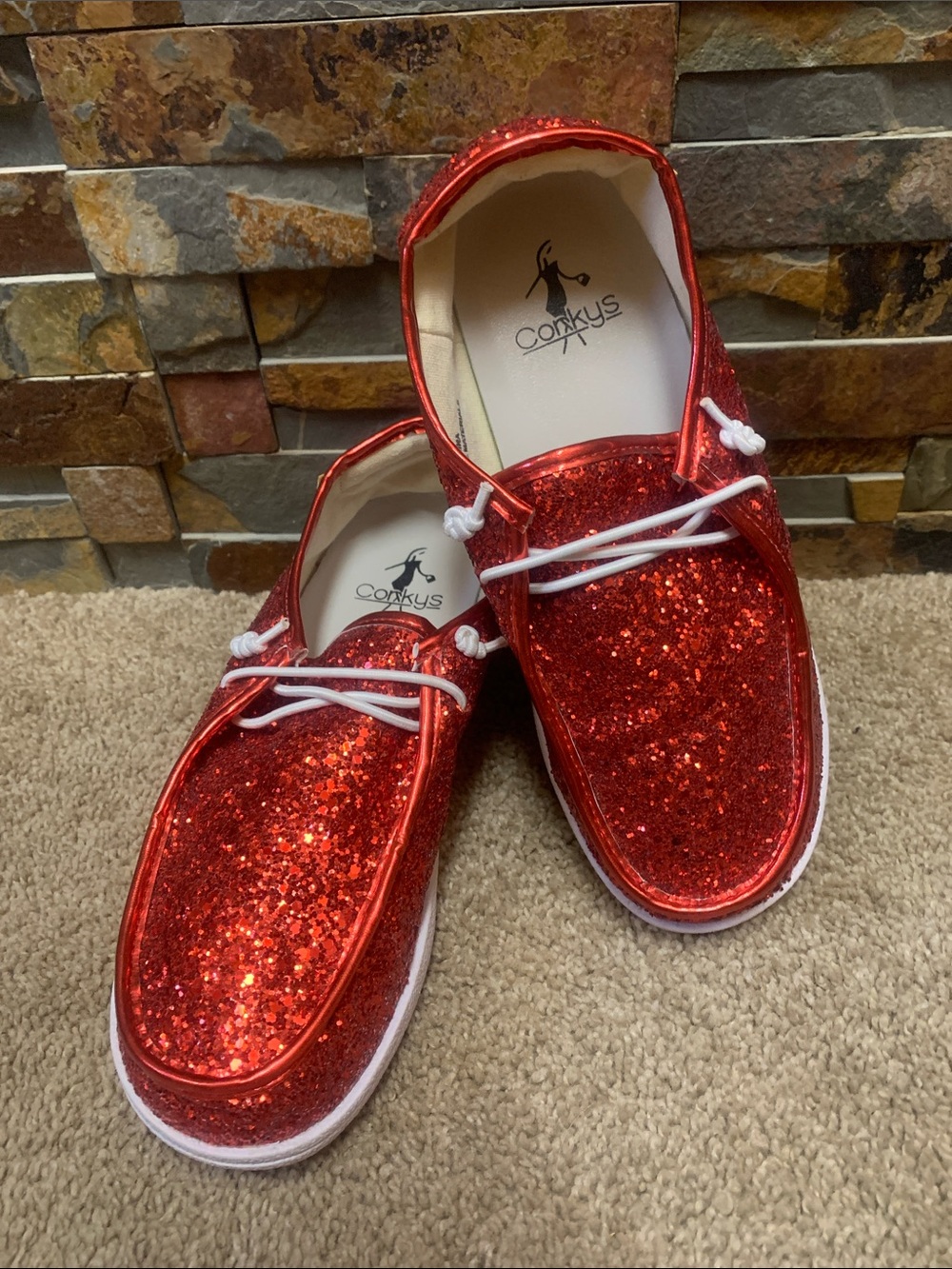 Sparkle Red  Boat Shoes by corkys 7